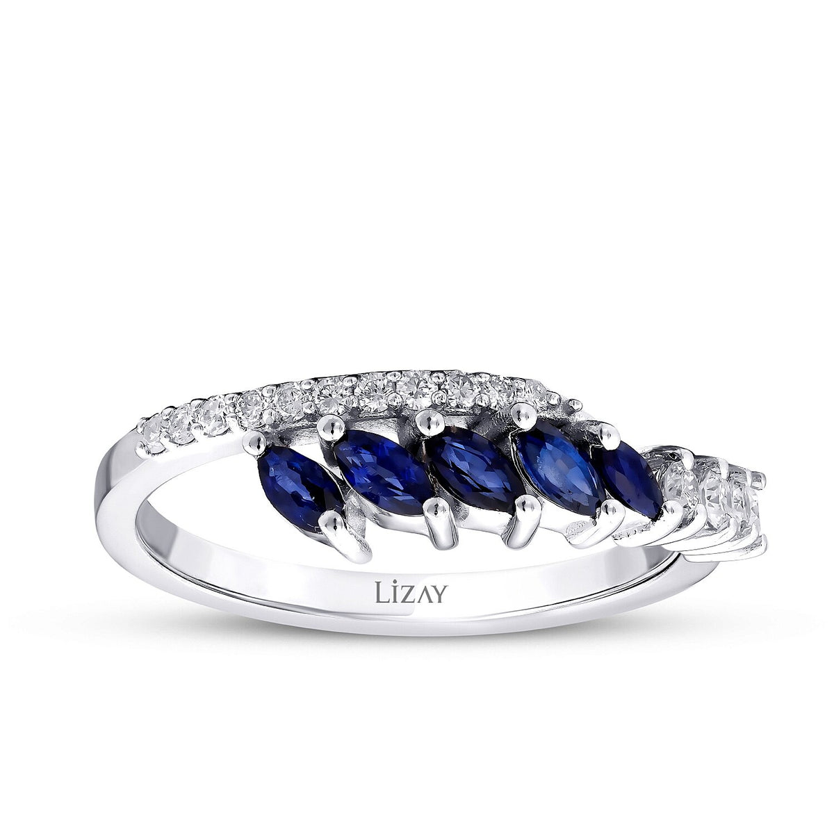 0,56 Carat Diamond Sapphire Ring