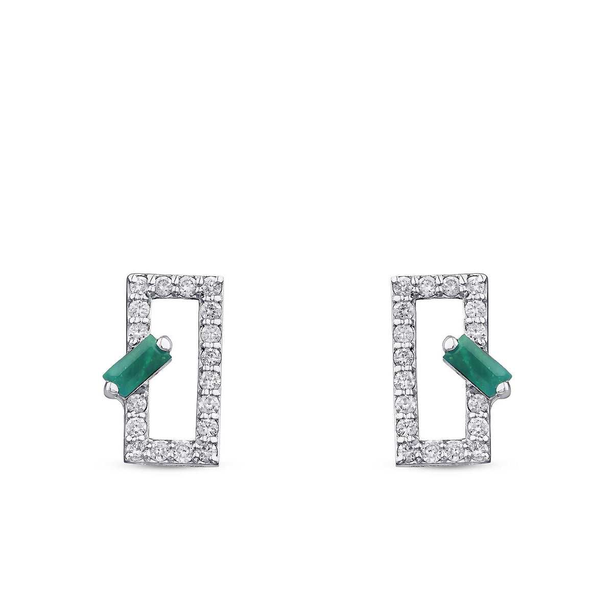 0,58 Carat Diamond Emerald Earrings
