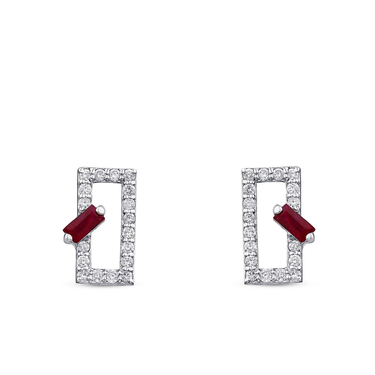 0,61 Carat Diamond Ruby Earrings
