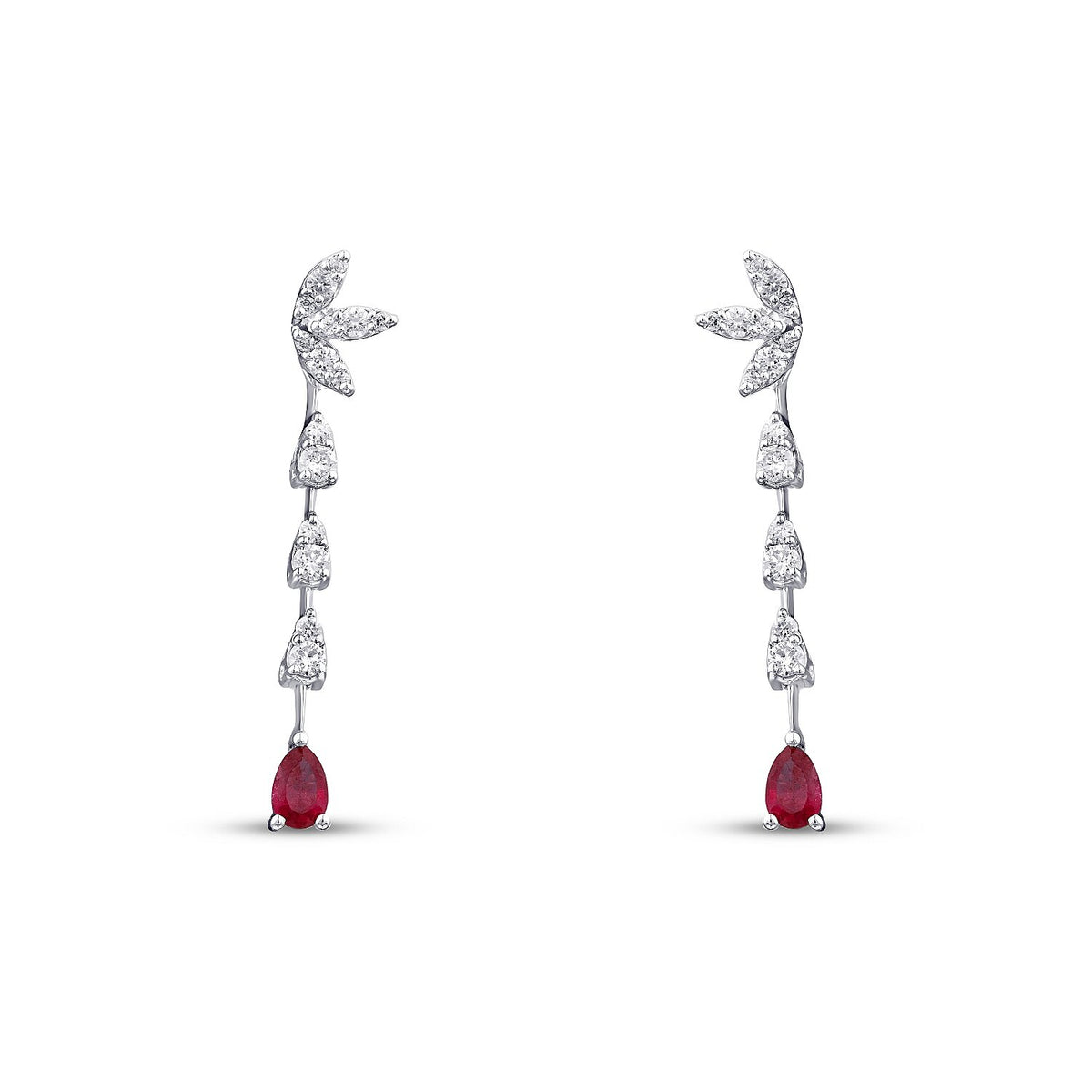 1,00 Carat Diamond Ruby Earrings