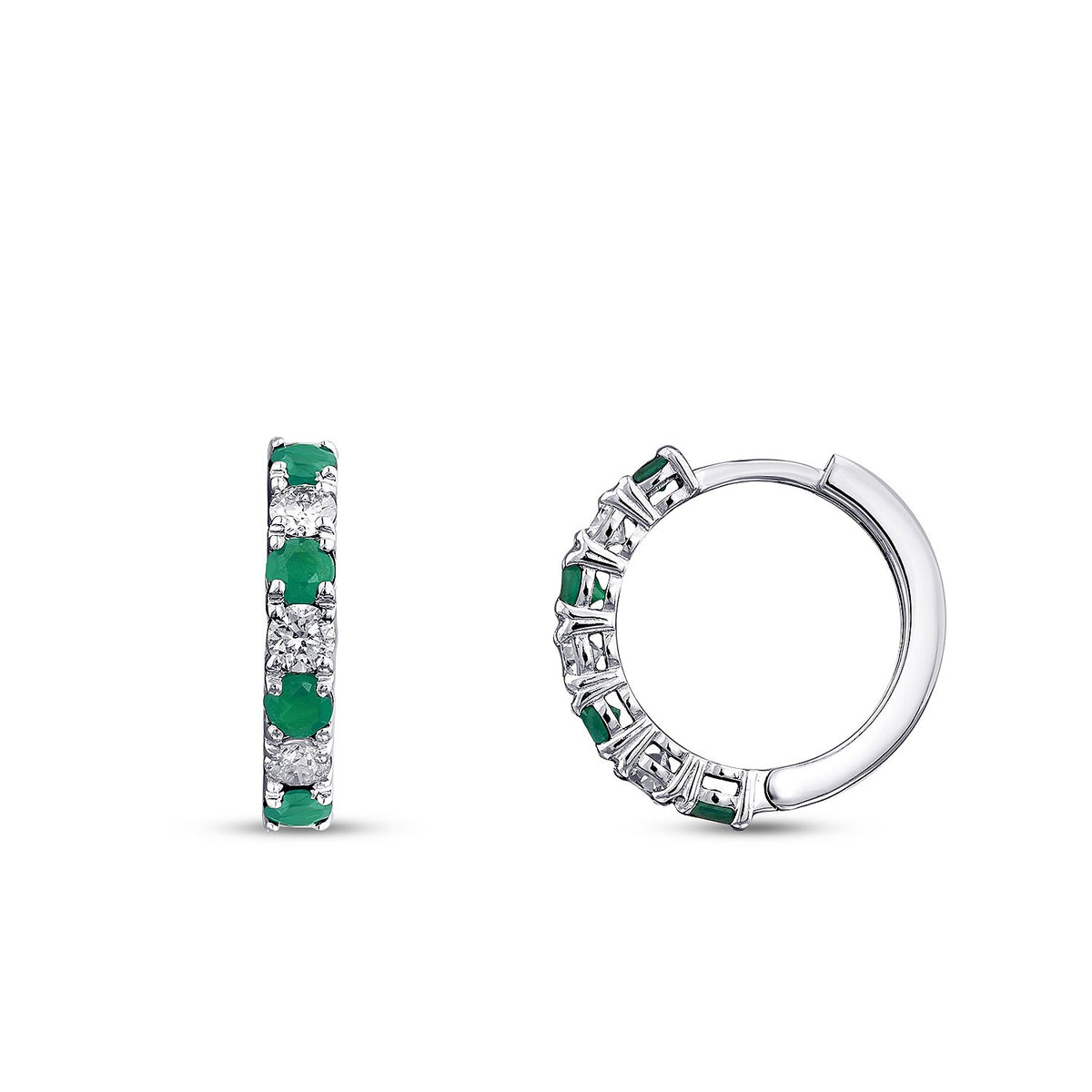 0,62 Carat Diamond Emerald Hoop Earrings