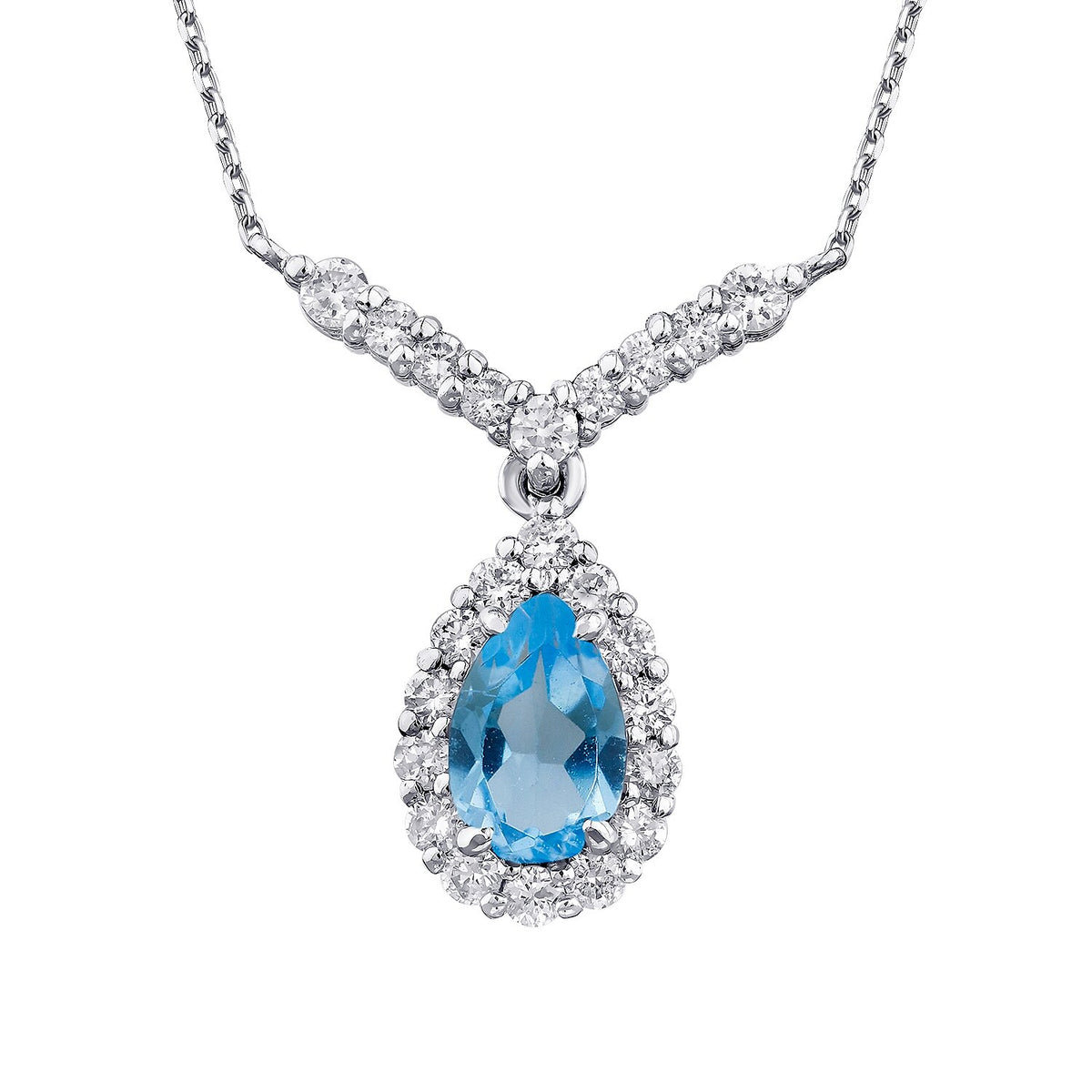 0,66 Carat Diamond Blue Topaz Necklace