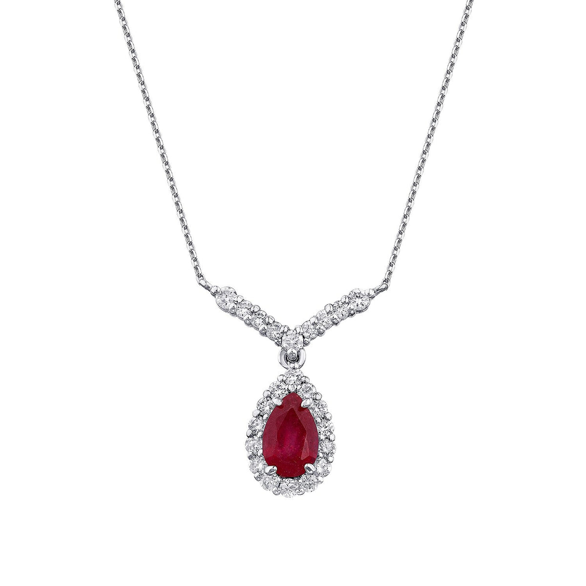 0,77 Carat Diamond Ruby Necklace