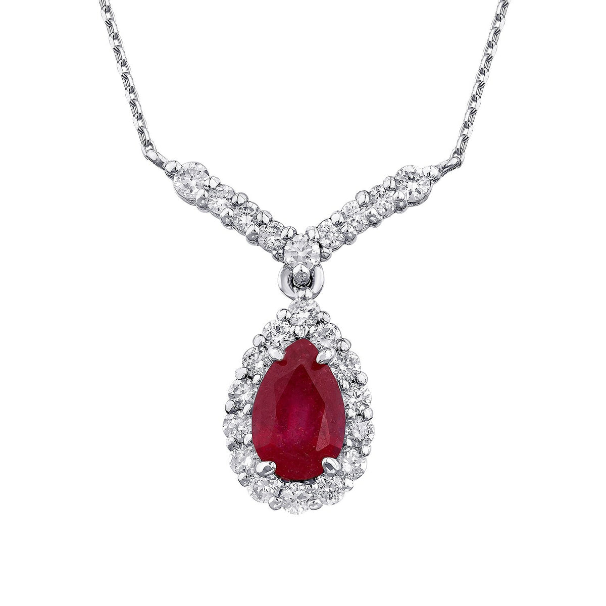0,77 Carat Diamond Ruby Necklace