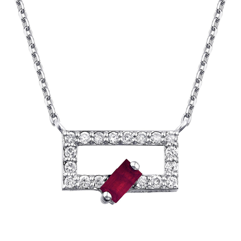 0,34 Carat Diamond Ruby Necklace