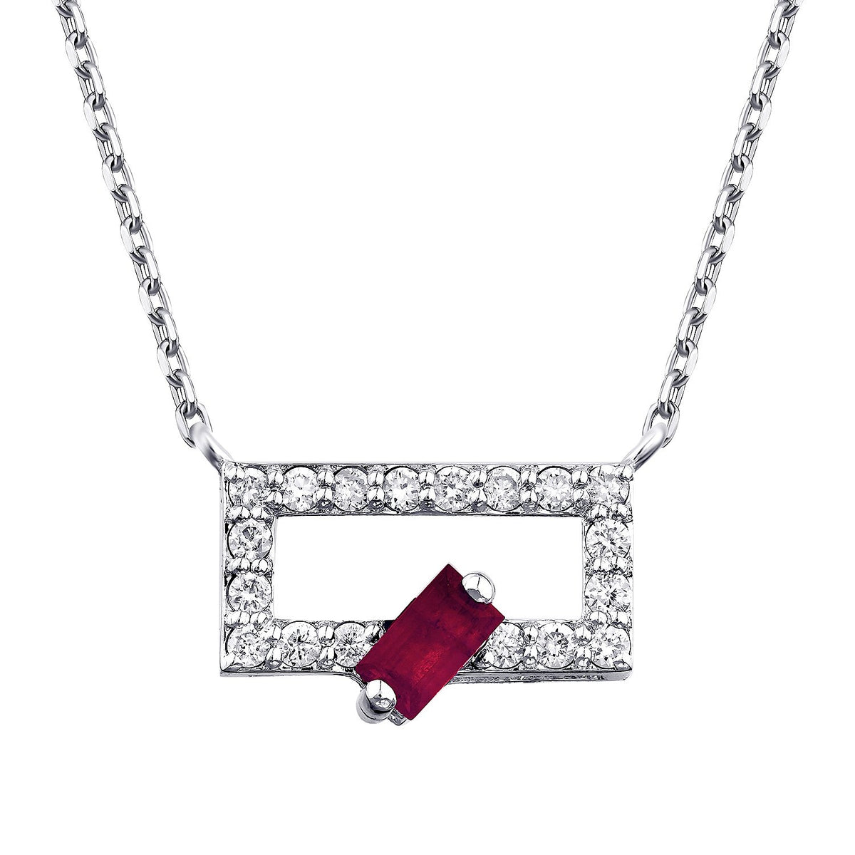 0,34 Carat Diamond Ruby Necklace