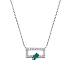 0,29 Carat Diamond Emerald Necklace