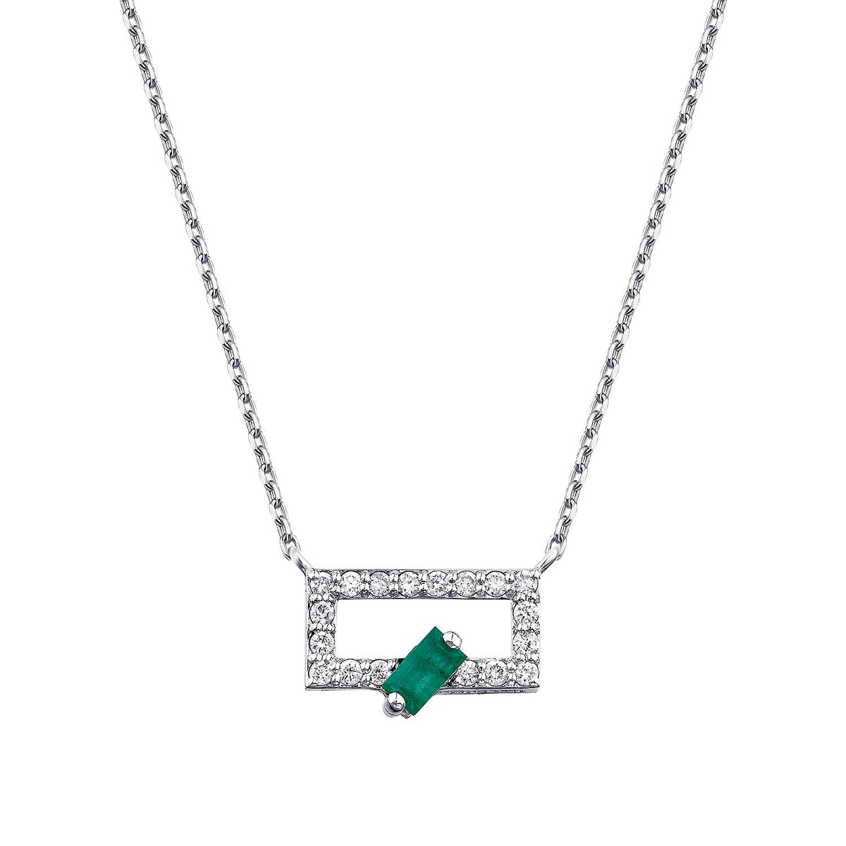 0,29 Carat Diamond Emerald Necklace