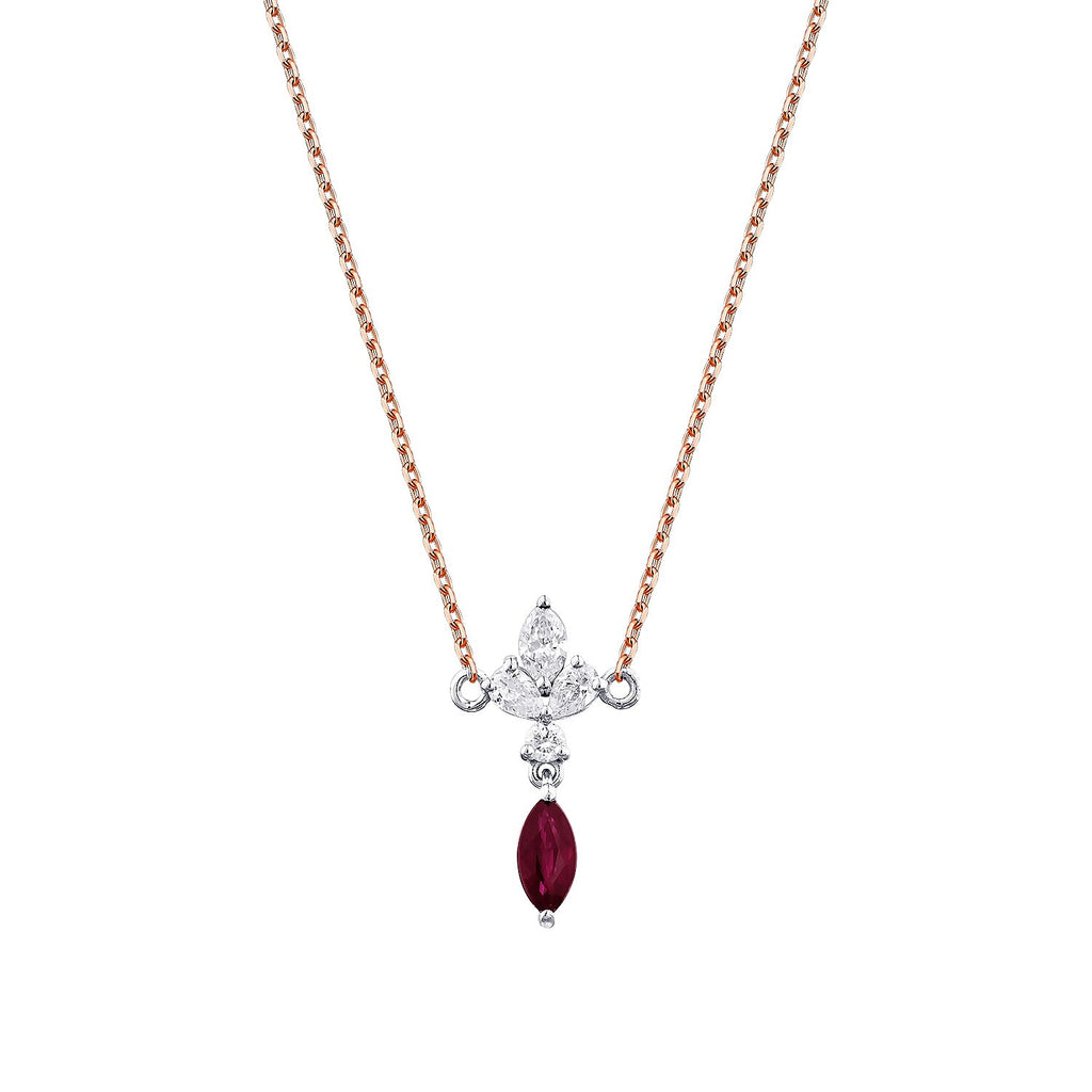 0,66 Carat Diamond Ruby Necklace