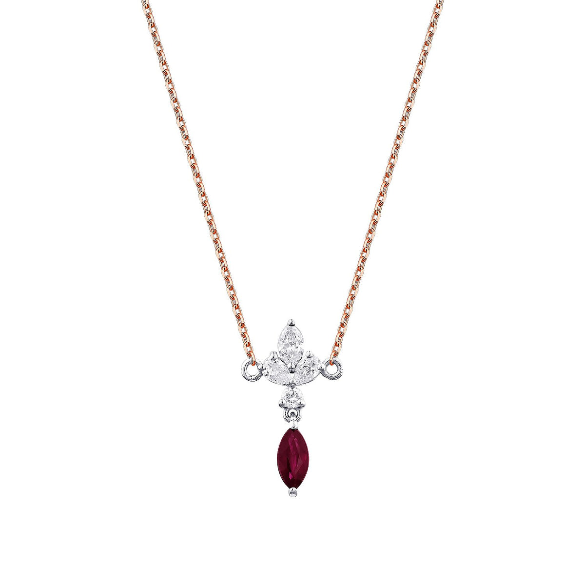 0,66 Carat Diamond Ruby Necklace