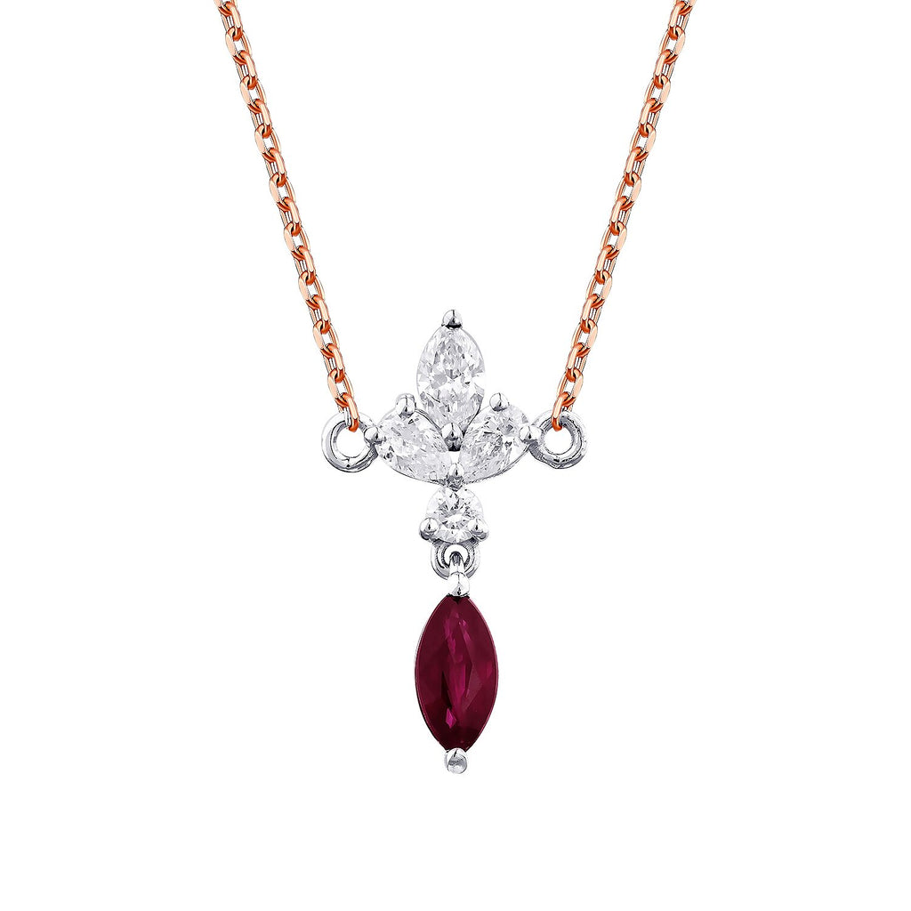 0,66 Carat Diamond Ruby Necklace