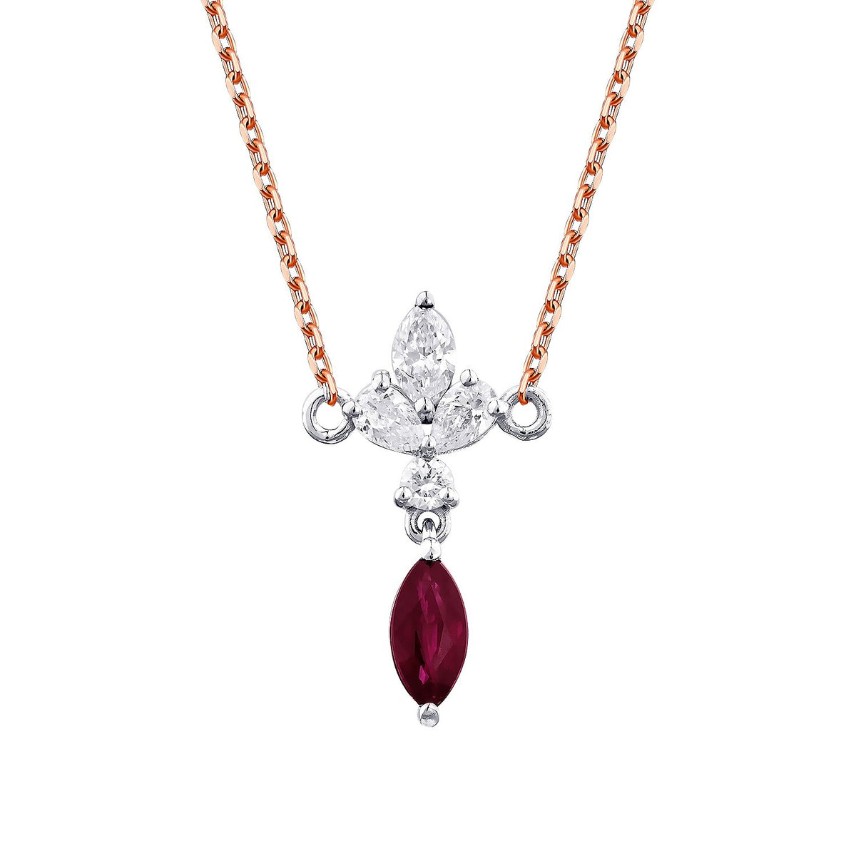 0,66 Carat Diamond Ruby Necklace