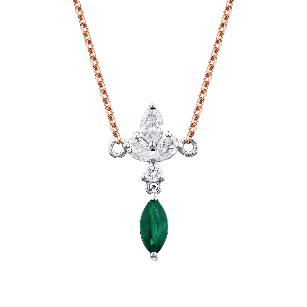 0,50 Carat Diamond Emerald Necklace