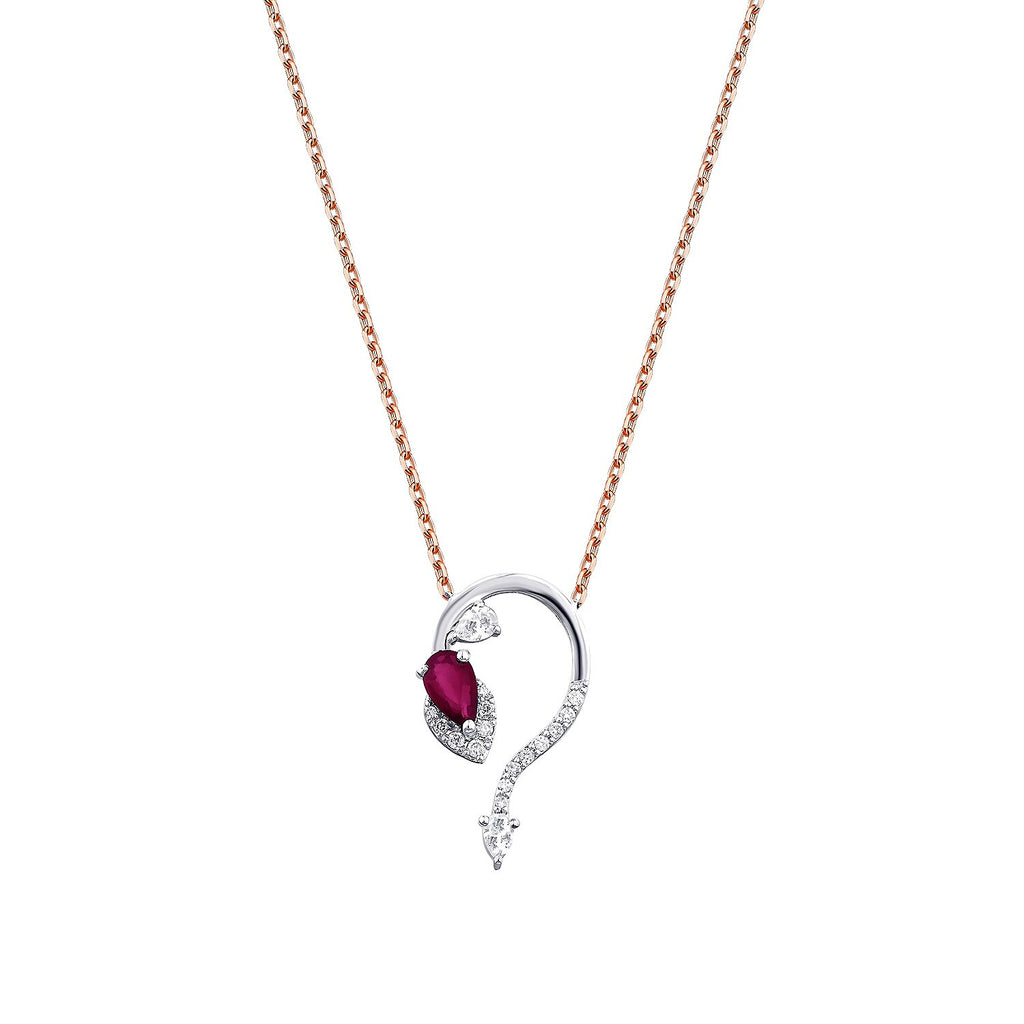 0,48 Carat Diamond Ruby Necklace