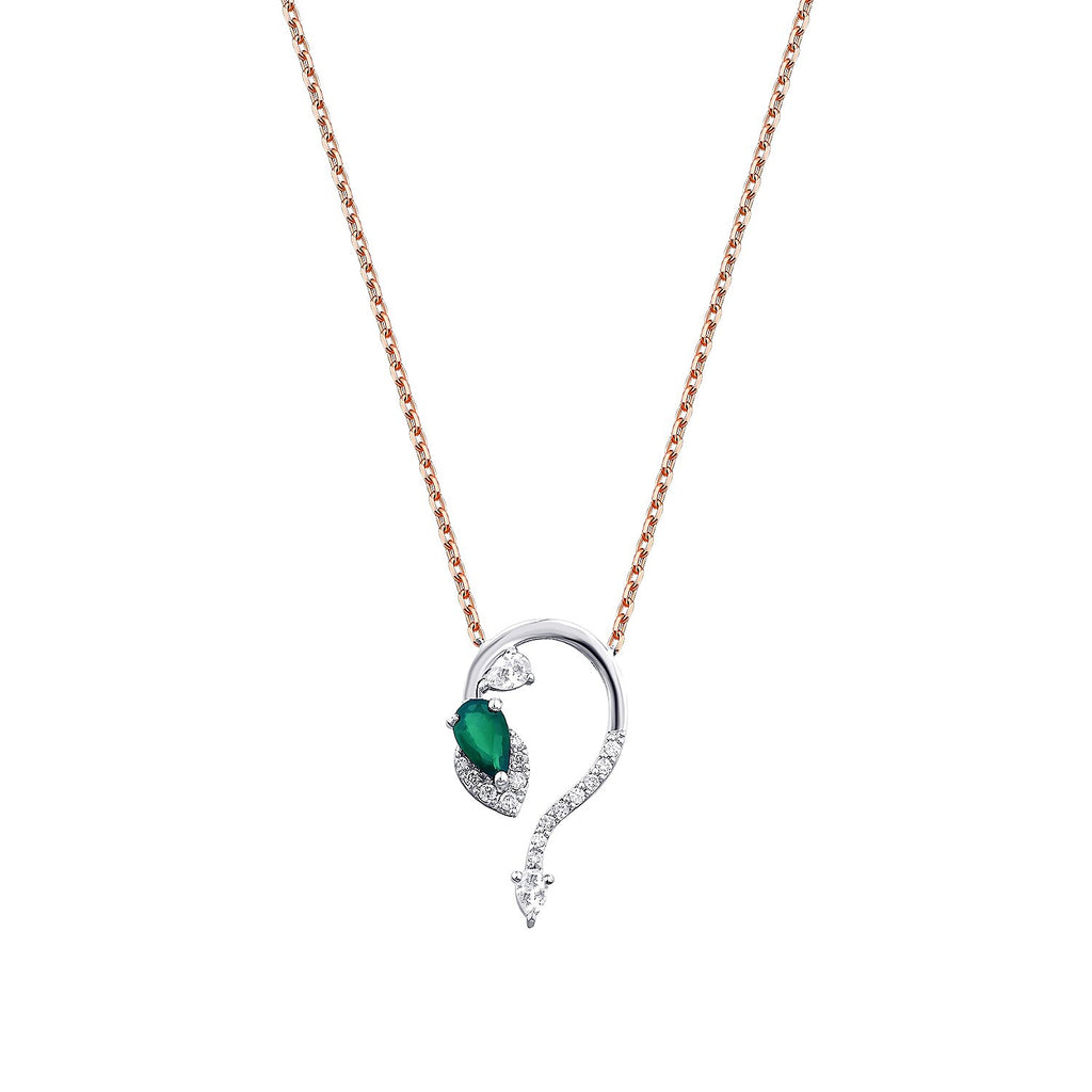 0,41 Carat Diamond Emerald Necklace
