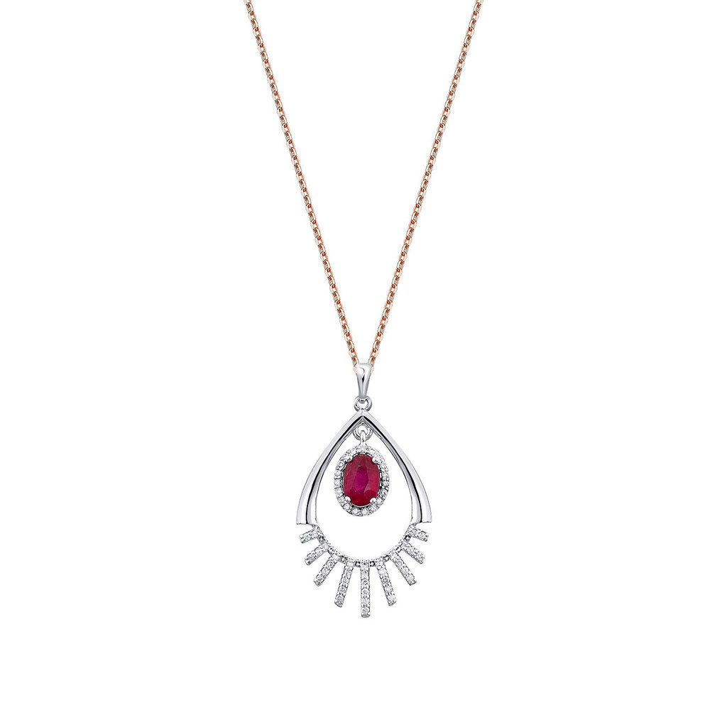 0,96 Carat Diamond Ruby Necklace