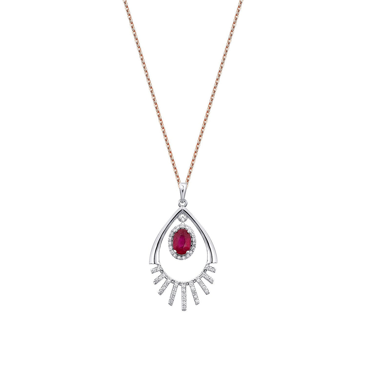 0,96 Carat Diamond Ruby Necklace