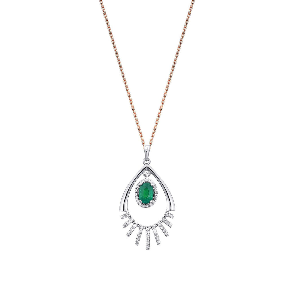 0,65 Carat Diamond Emerald Necklace