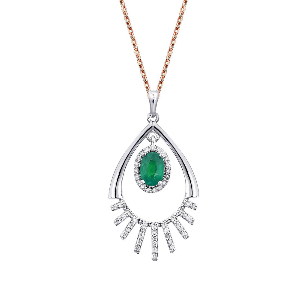 0,65 Carat Diamond Emerald Necklace