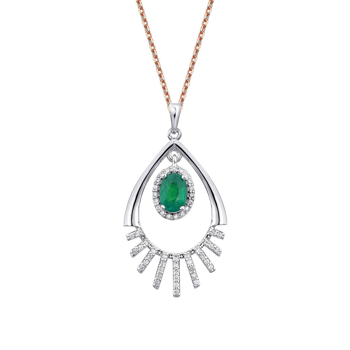 0,65 Carat Diamond Emerald Necklace
