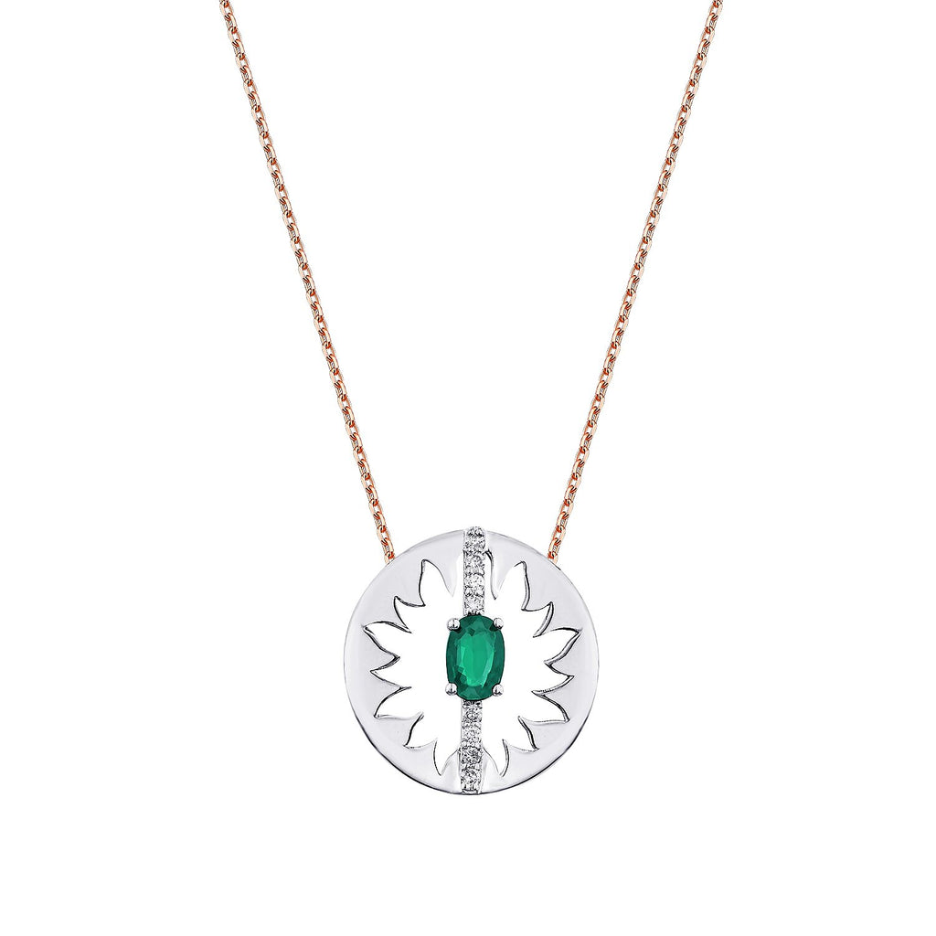0,54 Carat Diamond Emerald Necklace