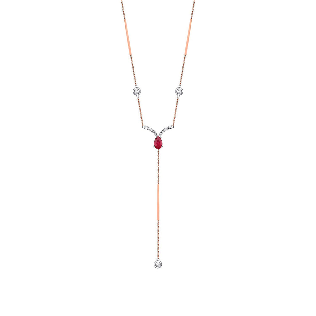0,89 Carat Diamond Ruby Necklace