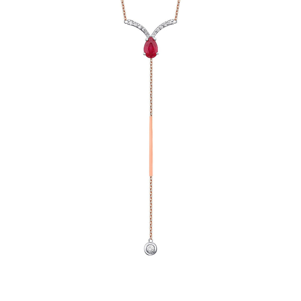 0,89 Carat Diamond Ruby Necklace