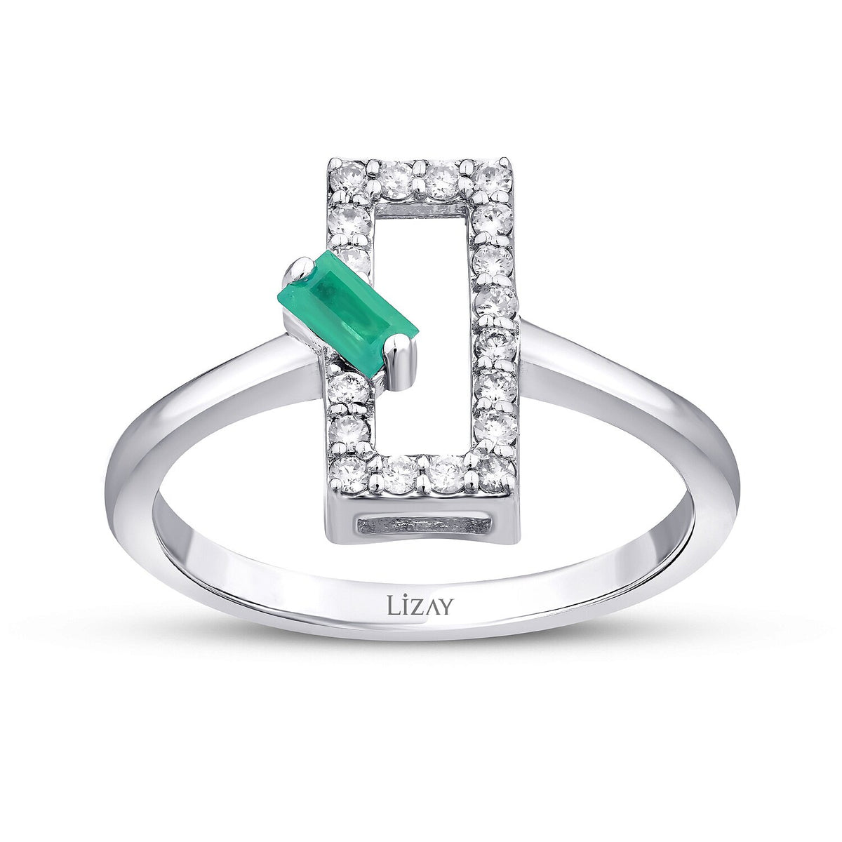 0,31 Carat Diamond Emerald Ring