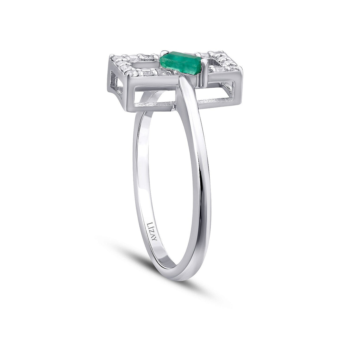 0,31 Carat Diamond Emerald Ring