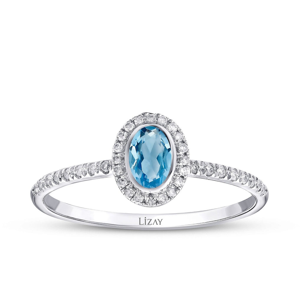 0,40 Carat Diamond Blue Topaz Ring
