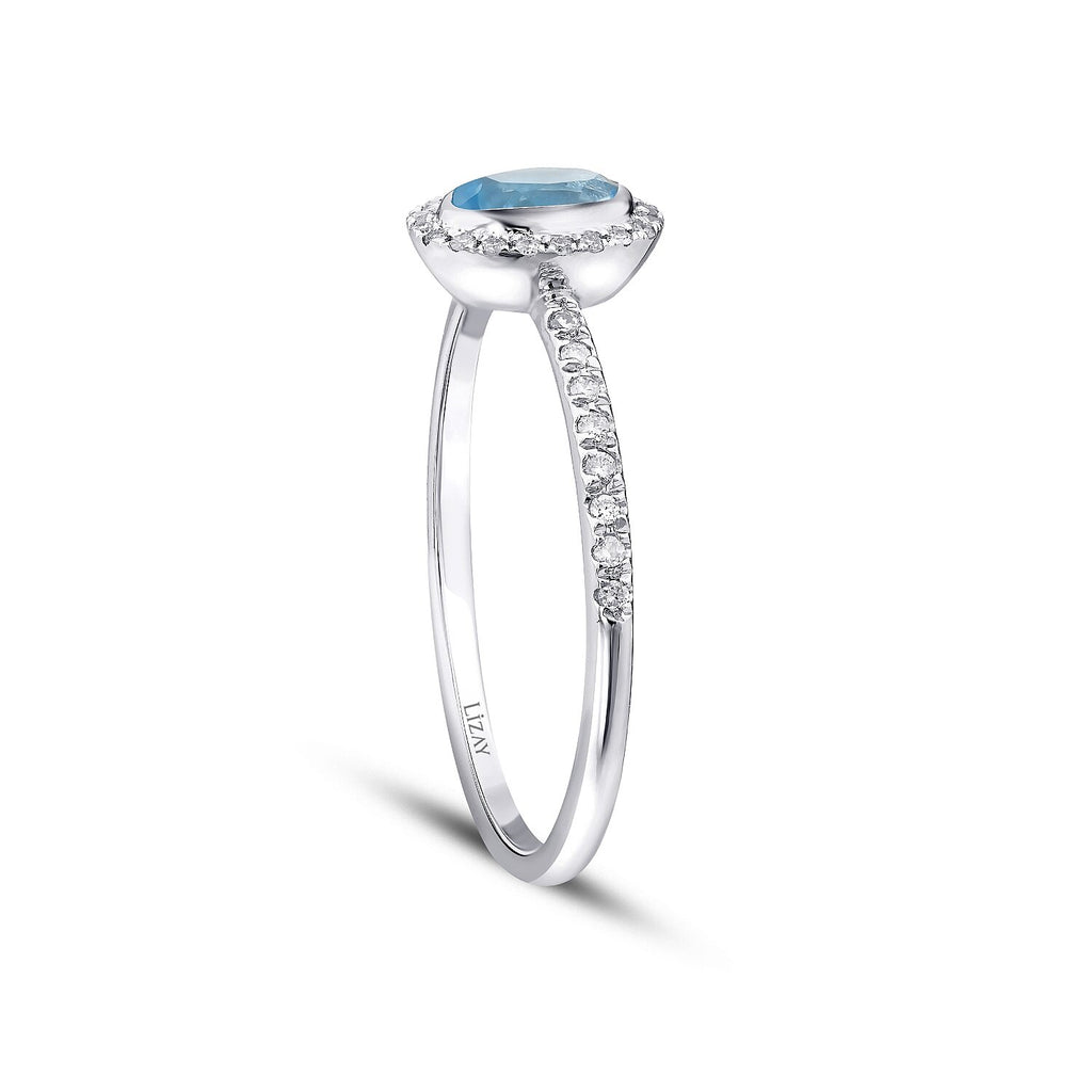 0,40 Carat Diamond Blue Topaz Ring