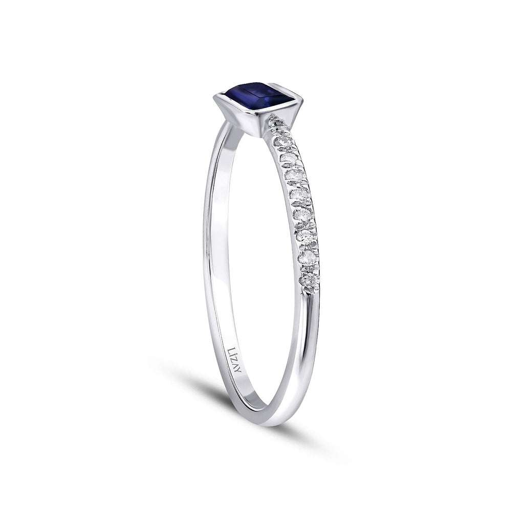 0,43 Carat Diamond Sapphire Ring