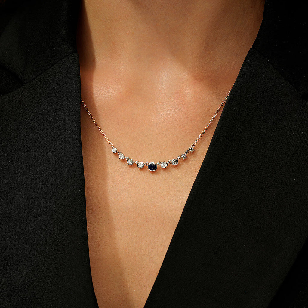 0,97 Carat Diamond Sapphire Necklace