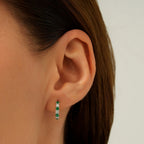 0,62 Carat Diamond Emerald Hoop Earrings