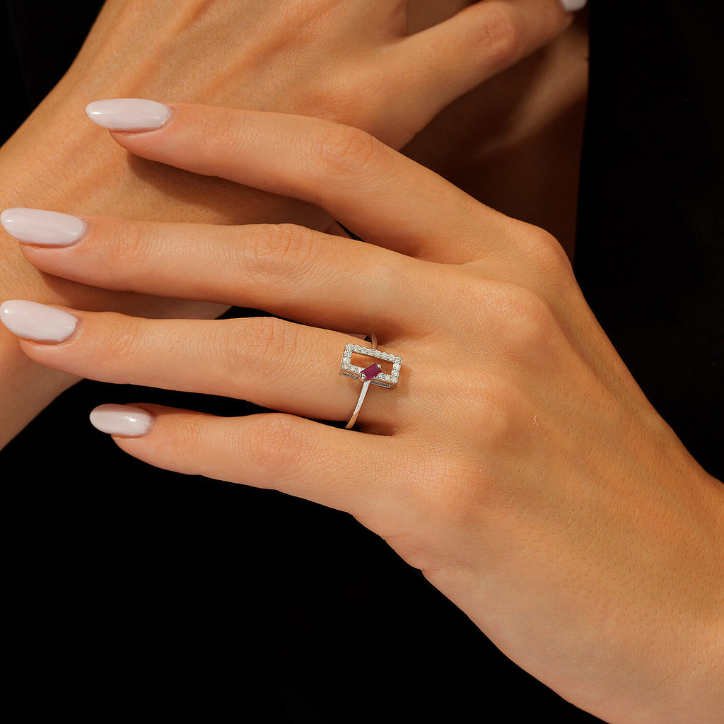 0,34 Carat Diamond Ruby Ring