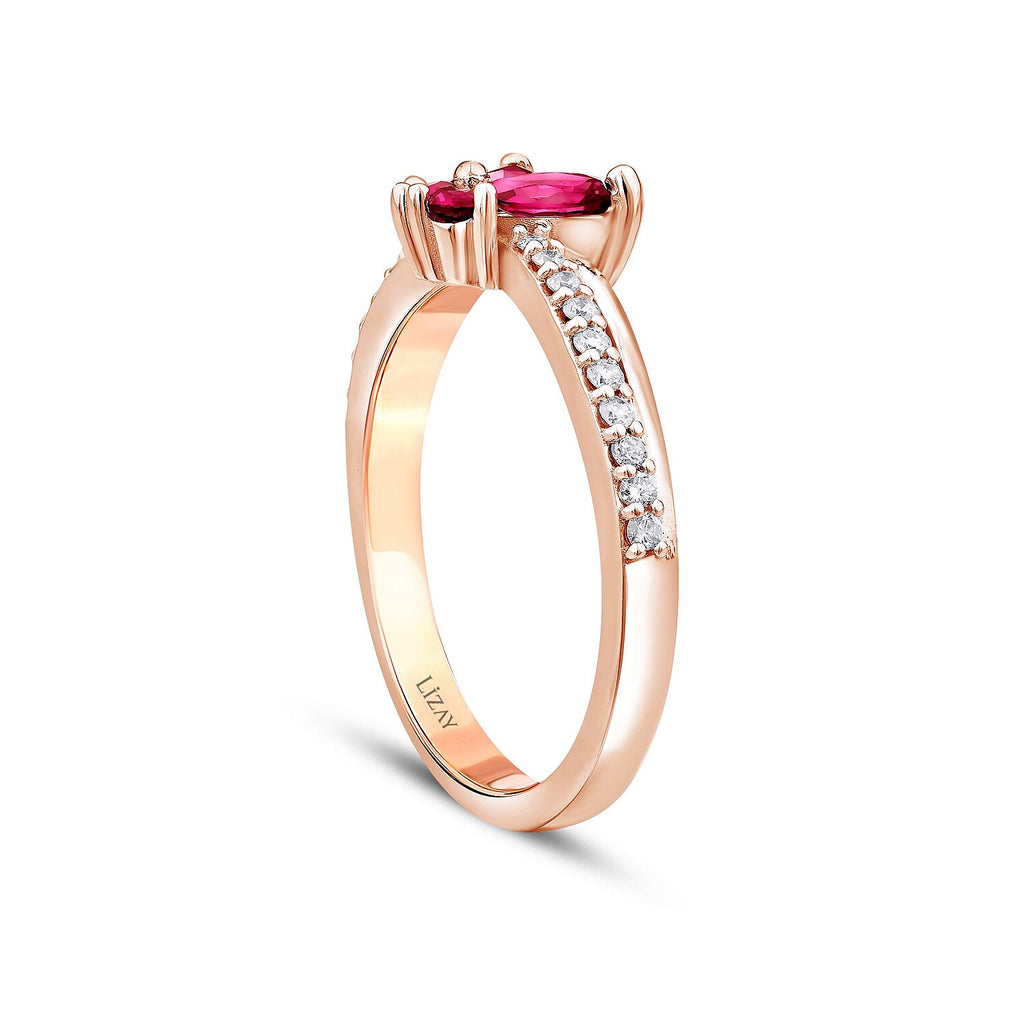 0,62 Carat Diamond Ruby Butterfly Ring
