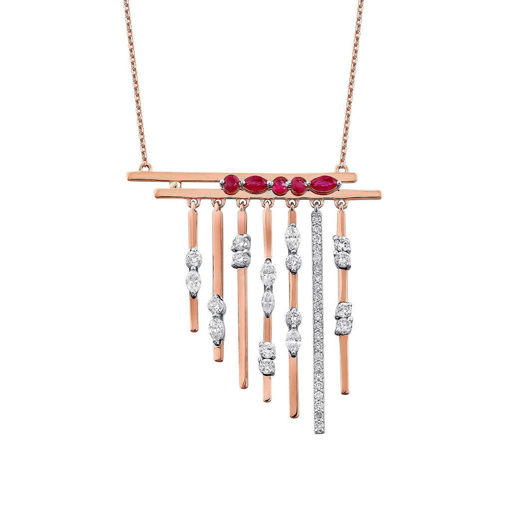 1,15 Carat Diamond Ruby Necklace