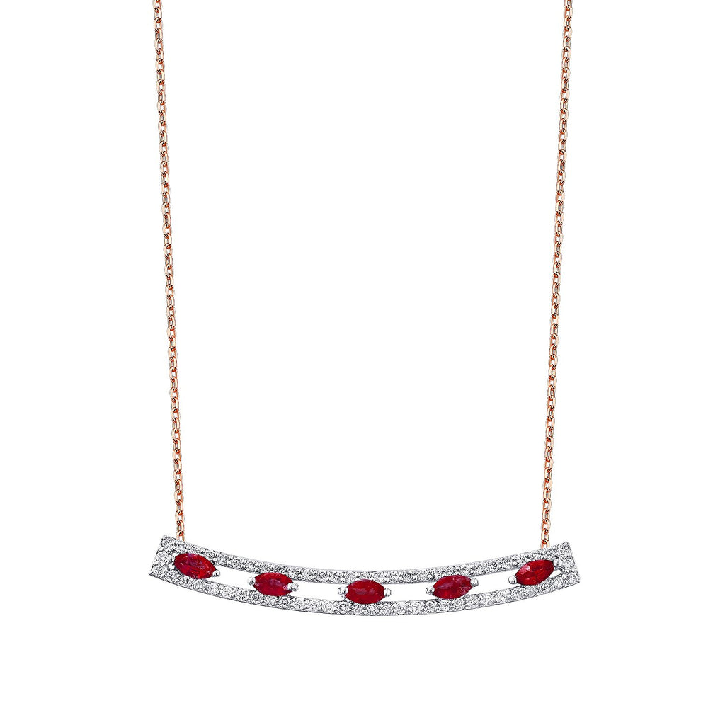 0,69 Carat Diamond Ruby Necklace