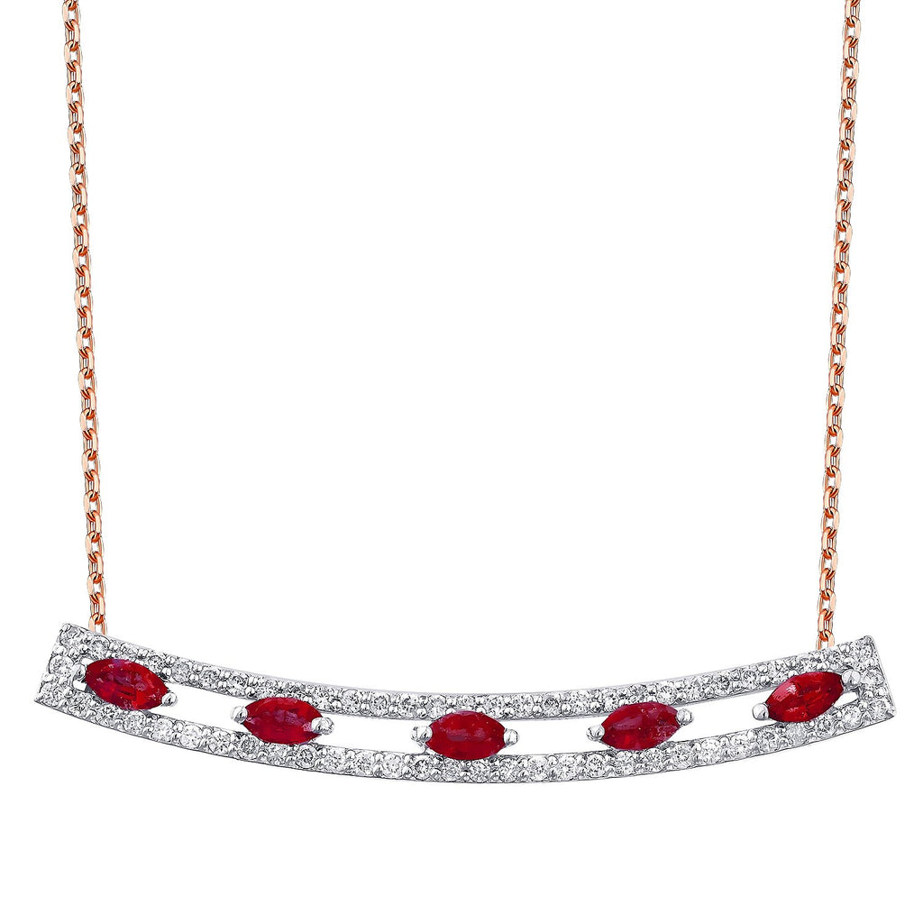 0,69 Carat Diamond Ruby Necklace