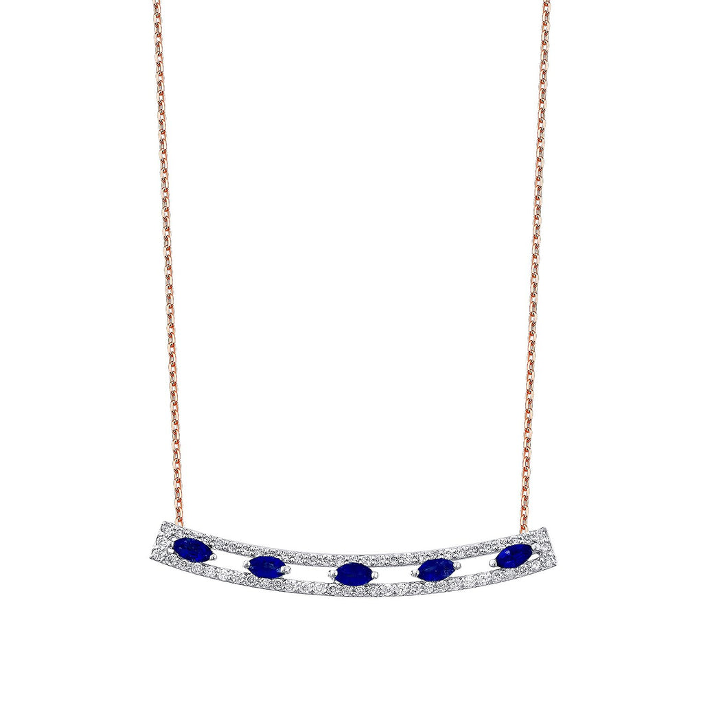 0,75 Carat Diamond Sapphire Necklace
