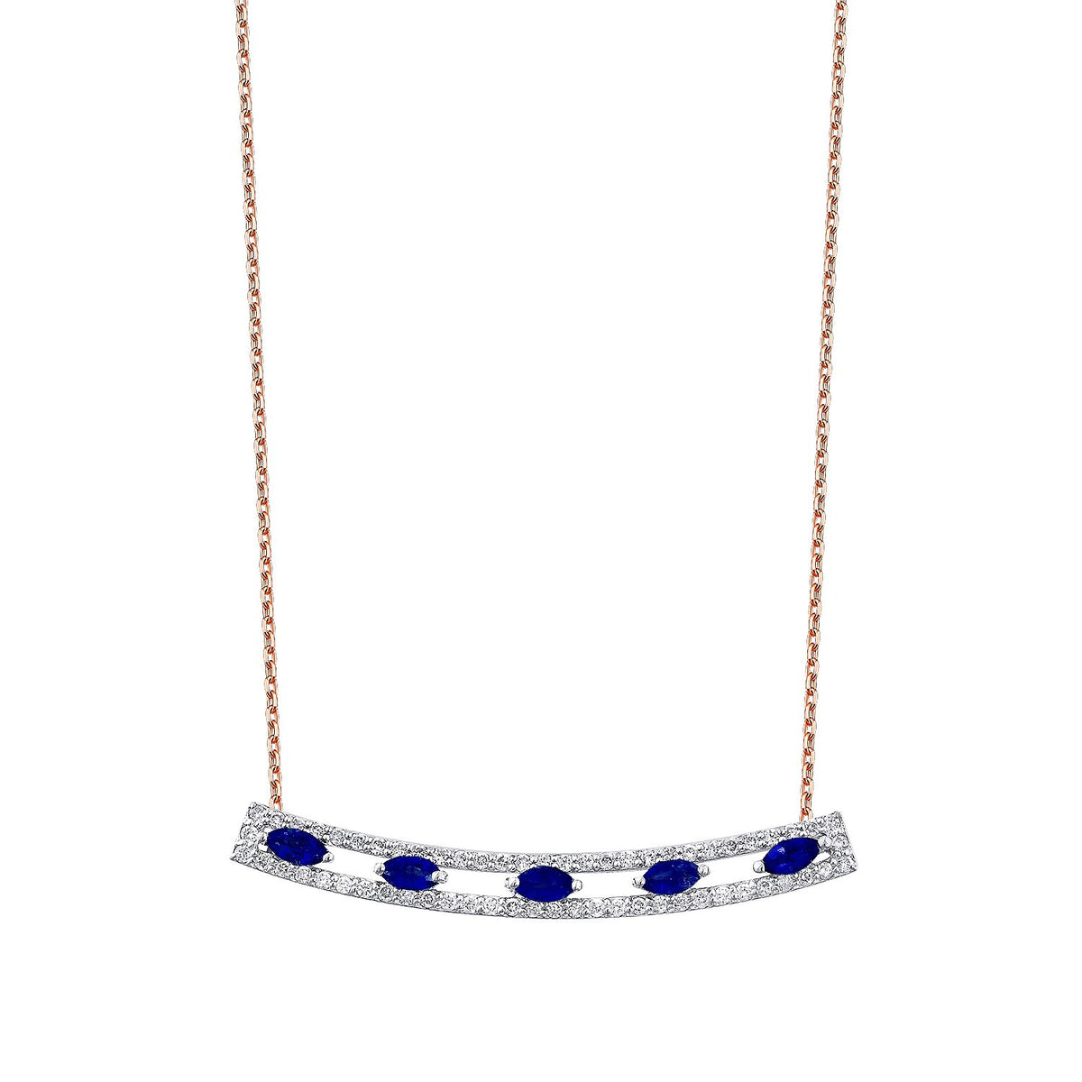 0,75 Carat Diamond Sapphire Necklace