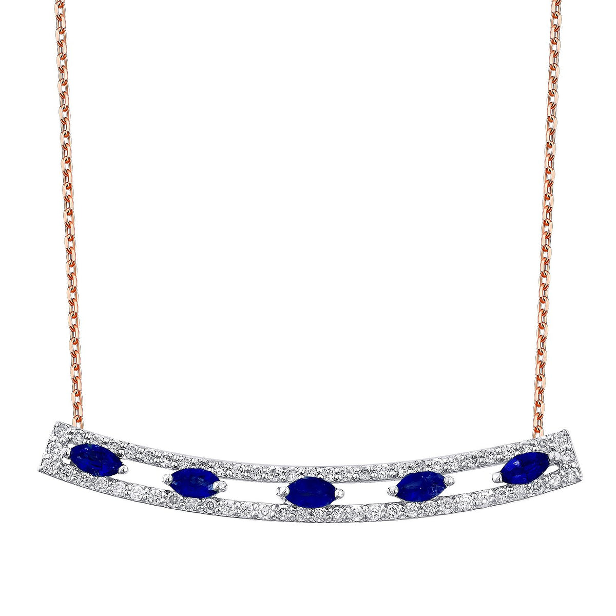 0,75 Carat Diamond Sapphire Necklace