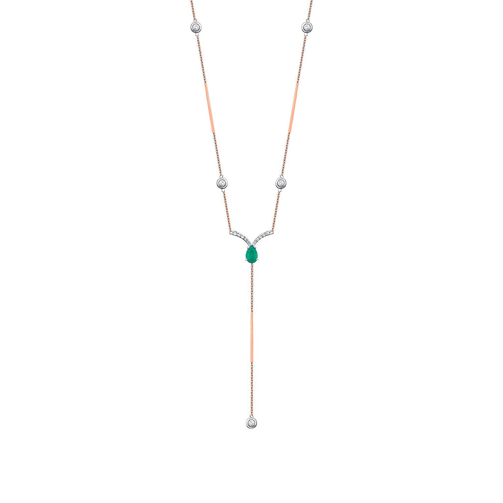 0,65 Carat Diamond Emerald Y Necklace