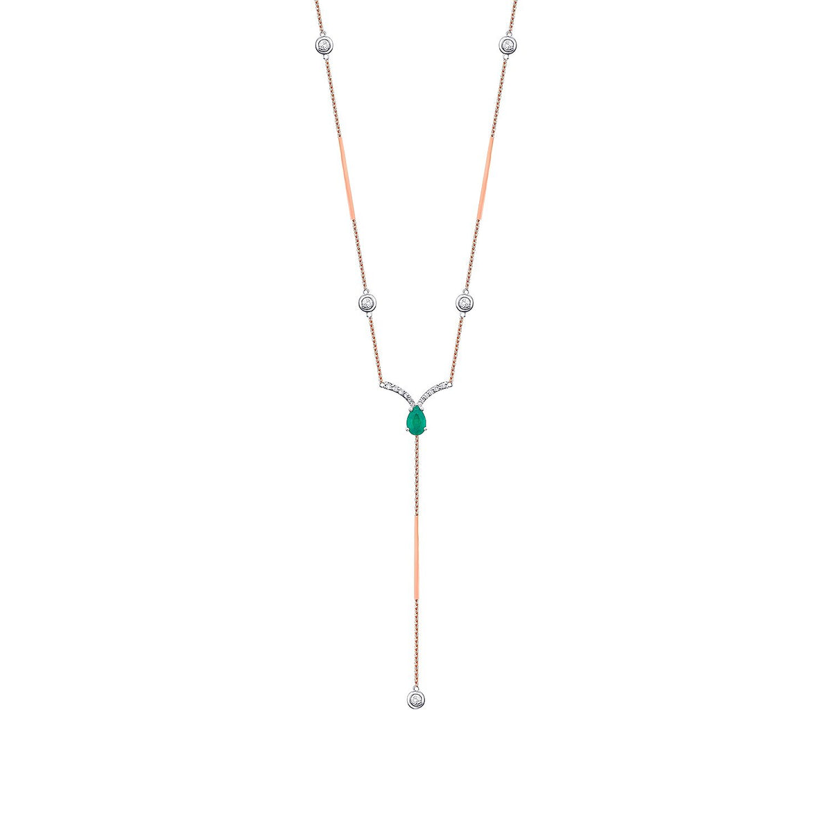 0,65 Carat Diamond Emerald Y Necklace