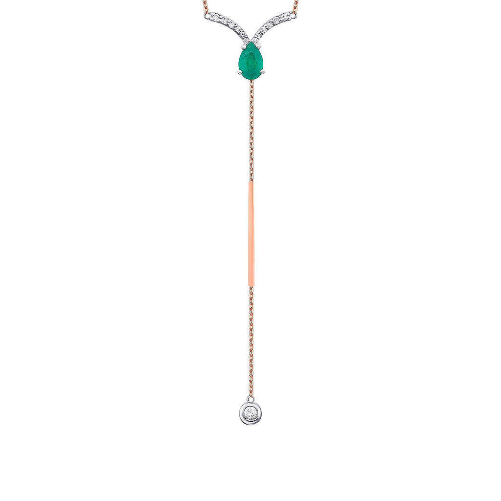 0,65 Carat Diamond Emerald Y Necklace