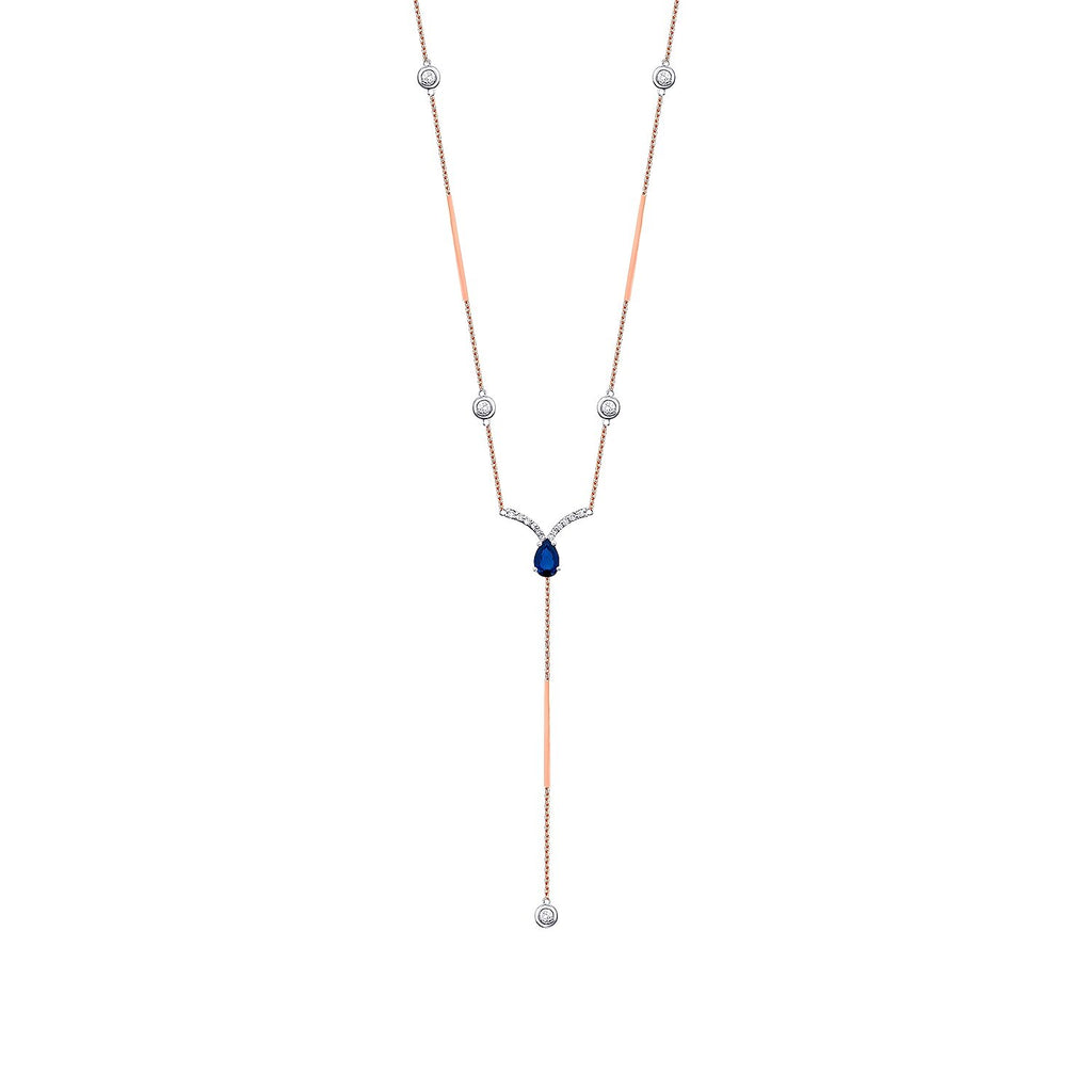 0,73 Carat Diamond Sapphire Y Necklace
