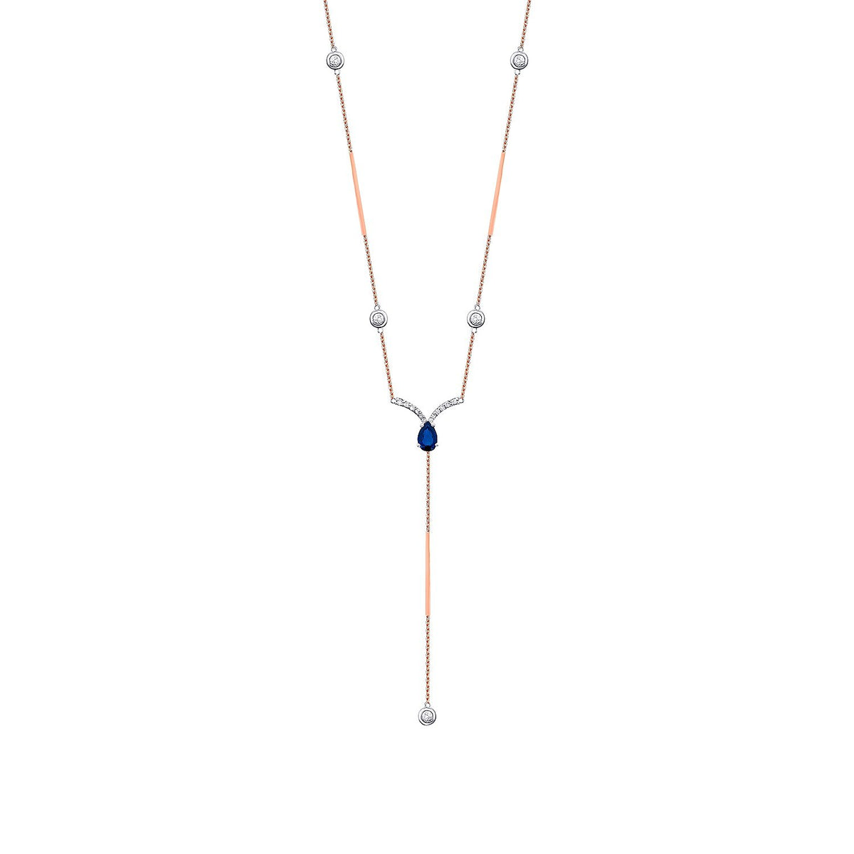 0,73 Carat Diamond Sapphire Y Necklace