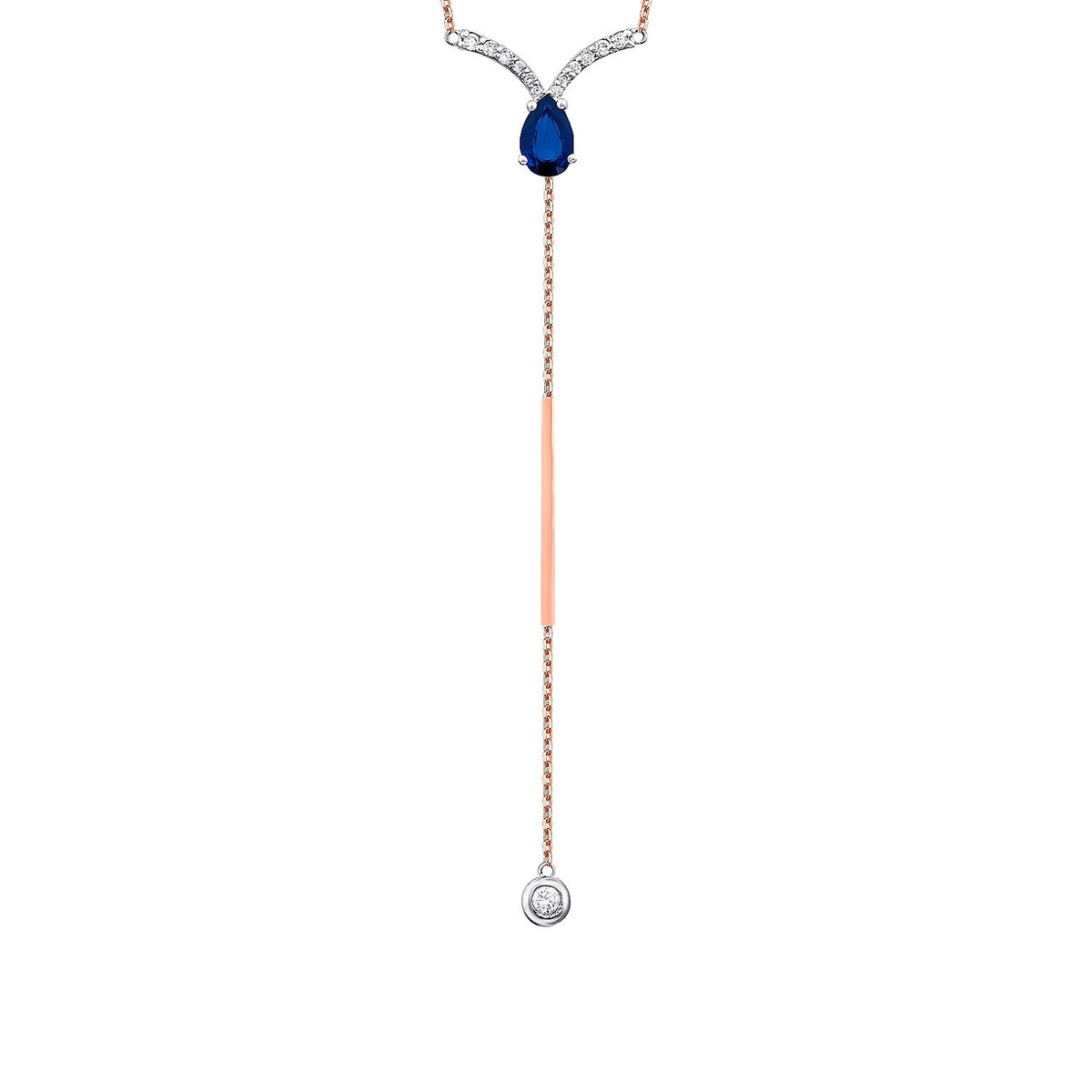 0,73 Carat Diamond Sapphire Y Necklace