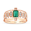 0,74 Carat Diamond Emerald Ring