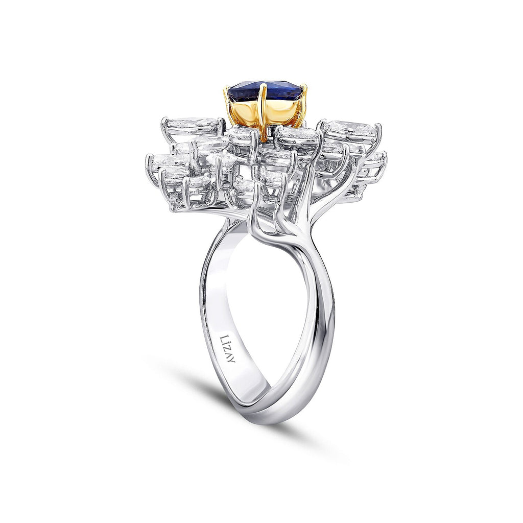 4,08 Carat Diamond Sapphire Ring